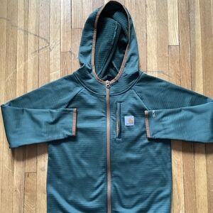 NWOT Carhartt Boys Medium (8-10) Solid Green Zip-Up Fleece Hoodie,Logo Tab,MINT